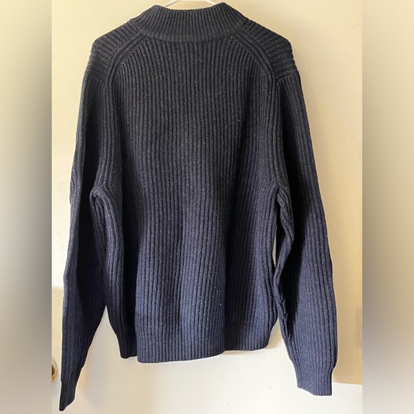 Brooks Brothers Navy 1/4 zip Lambswool Sweater Large - Picture 2 of 6
